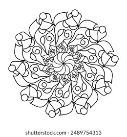 Diseño de Mandala para colorear páginas de Vector, adorno redondo étnico, contorno blanco y negro