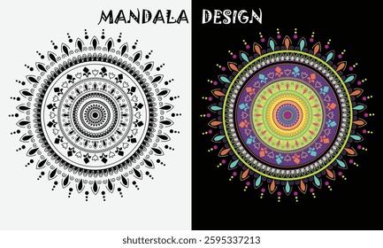 Mandala Design For Colouring Book, Abstract Mandala Art, Dynamic Mandala