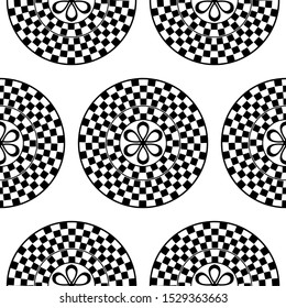Mandala design concept of flower surrounded by puzzle - Indian Traditional and Cultural Rangoli, Alpona, Kolam or Paisley vector line art is in Seamless Pattern