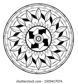 mandala design concept on square circle and leaf - Indian traditional and cultural vector line art 