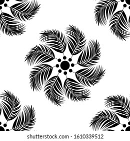 Mandala design concept of Palm leaves and circles is in Seamless pattern