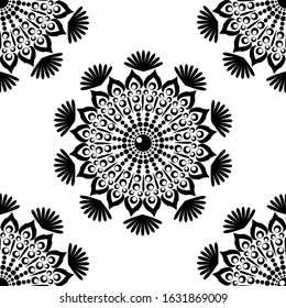 Mandala design concept of Rangoli with circles and flower petals is in Seamless pattern