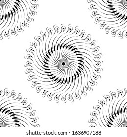 Mandala design concept of rangoli with leaves and spirals is in Seamless pattern