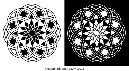 Mandala design concept of Vector art isolated on black and white background 