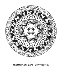Mandala Design Decorative Pattern Decoration Snowflake on black Flower Pattern Design