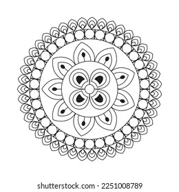 Mandala Design Decorative Pattern Decoration Snowflake on black Flower Pattern Design