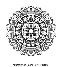 Diseño de Mandala Decoración Patrón Decoración Copo de nieve en diseño de patrón de flores negras