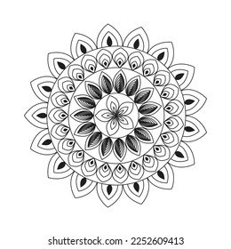 Mandala Design Decorative Pattern Decoration Snowflake on black Flower Pattern Design