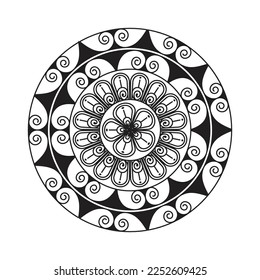 Mandala Design Decorative Pattern Decoration Snowflake on black Flower Pattern Design