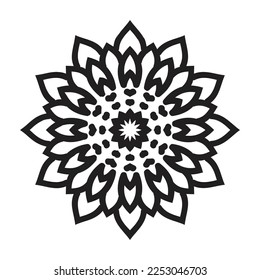 Mandala Design Decorative Pattern Decoration Snowflake on black Flower Pattern Design