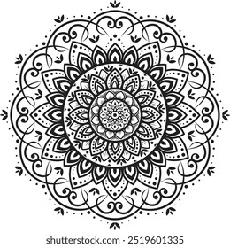 Mandala Design, easy mandala art for Mehndi design, ethnic oriental style, Meditation Geometric, Floral Circular Pattern Mandala Art Vector for Tattoo, coloring book, decoration, 