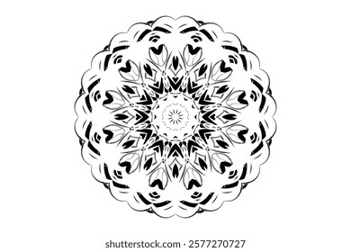 Mandala Design with Eight Pointed Star and Intricate Geometric Patterns	
