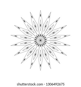 mandala design element flower round diamond geometric shape black monochrome isolated on white vector pattern