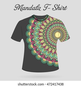 Mandala Design element over on t-Shirt. vector illustration