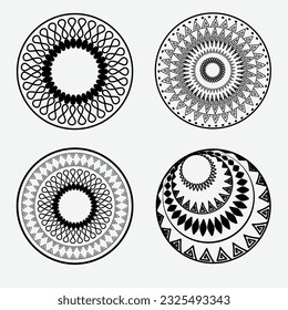 Mandala design elements, Tribal elements set of four, vector illustration mandala design with tribal elements, yantra design