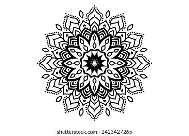 Mandala design, Floral circular mandala design, black and white background with mandala design