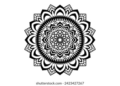 Mandala design, Floral circular mandala design, black and white background with mandala design