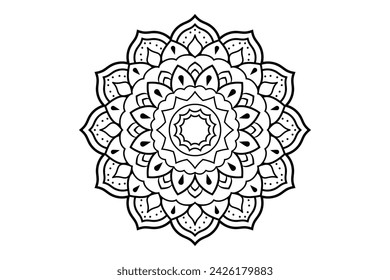 Mandala design, Floral circular mandala design, black and white background with mandala design