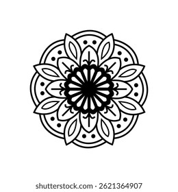 Mandala Design with Floral Elements for Relaxing Coloring