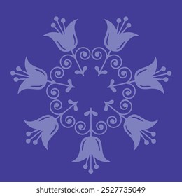 Projeto Mandala. Ilustração do vetor indiano floral mandala sobre fundo roxo, tradicional indiano desenhado à mão e vetor cultural. Mandala desenhos padrão para papéis de parede, mosaico, tecido e fundo