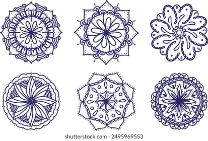 Mandala design  geometric element set line art design for pattern, greeting card