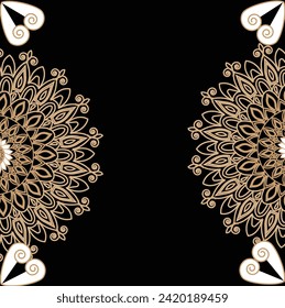 Mandala design, Golden mandala design with black background
