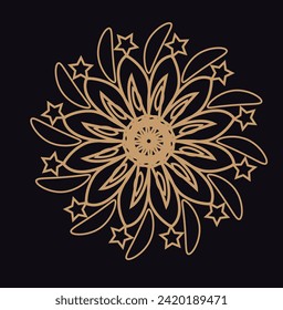 Mandala design, Golden mandala design with black background