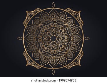 Mandala Design with Golden Ornamental Background