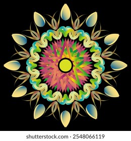 design de mandala, design de mandala 3d de cor gradiente, ornamento floral