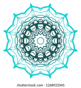 Mandala. for design, greeting card, invitation, coloring book. Arabic, Indian, motifs. Vector illustration. Blue gradient color