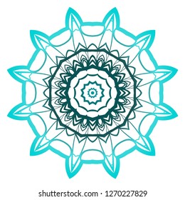 Mandala. for design, greeting card, invitation, coloring book. Arabic, Indian, motifs. Vector illustration. Blue gradient color