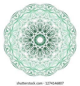 Mandala. for design, greeting card, invitation, coloring book. Arabic, Indian, motifs. Vector illustration. Green color gradient.