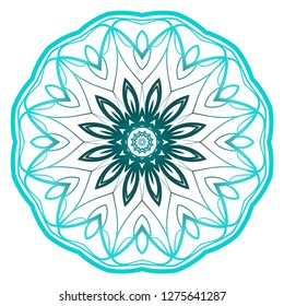 Mandala. for design, greeting card, invitation, coloring book. Arabic, Indian, motifs. Vector illustration. Blue gradient color