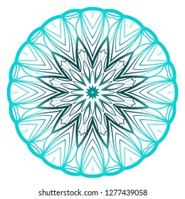 Mandala. for design, greeting card, invitation, coloring book. Arabic, Indian, motifs. Vector illustration. Blue gradient color