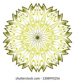 Mandala. For Design, Greeting Card, Invitation, Coloring Book. Arabic, Indian, Motifs. Vector Illustration. Green olive color.