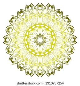 Mandala. For Design, Greeting Card, Invitation, Coloring Book. Arabic, Indian, Motifs. Vector Illustration. Green olive color.