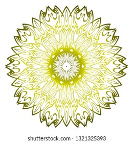 Mandala. For Design, Greeting Card, Invitation, Coloring Book. Arabic, Indian, Motifs. Vector Illustration. Green olive color.