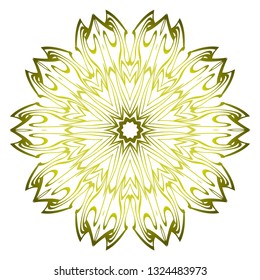 Mandala. For Design, Greeting Card, Invitation, Coloring Book. Arabic, Indian, Motifs. Vector Illustration. Green olive color.