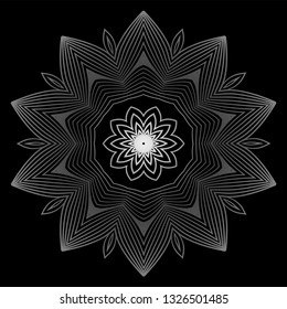 Mandala. For Design, Greeting Card, Invitation, Coloring Book. Arabic, Indian, Motifs. Vector Illustration. Black white grey color