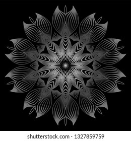 Mandala. For Design, Greeting Card, Invitation, Coloring Book. Arabic, Indian, Motifs. Vector Illustration. Black white grey color