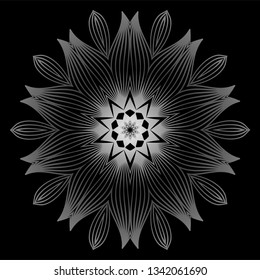 Mandala. For Design, Greeting Card, Invitation, Coloring Book. Arabic, Indian, Motifs. Vector Illustration. Black white grey color