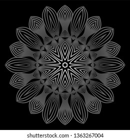 Mandala. For Design, Greeting Card, Invitation, Coloring Book. Arabic, Indian, Motifs. Vector Illustration. Black white grey color