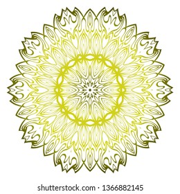 Mandala. For Design, Greeting Card, Invitation, Coloring Book. Arabic, Indian, Motifs. Vector Illustration. Green olive color.