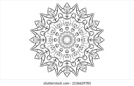 Mandala design, greeting card, tile pattern, sticker, lace pattern and tattoo. decoration for kdp interior design. Isolated on white background, Handwritten vector sign, EPS 10