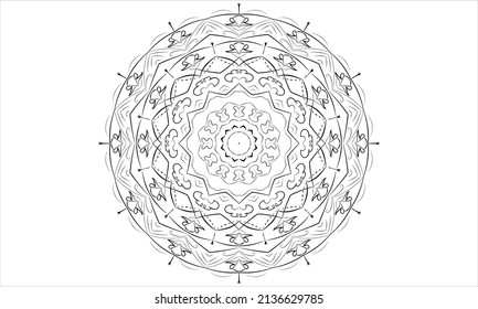 Mandala design, greeting card, tile pattern, sticker, lace pattern and tattoo. decoration for kdp interior design. Isolated on white background, Handwritten vector sign, EPS 10