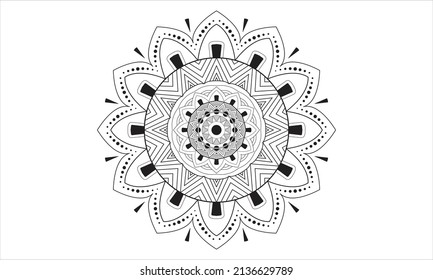 Mandala design, greeting card, tile pattern, sticker, lace pattern and tattoo. decoration for kdp interior design. Isolated on white background, Handwritten vector sign, EPS 10