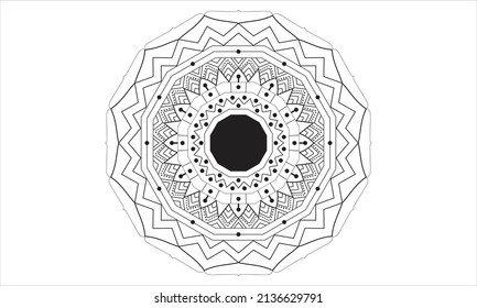 Mandala Design, Grußkarte, Fliesenmuster, Aufkleber, Spitzen-Muster und Tattoo. Dekoration für kdp Innenarchitektur. Einzeln auf weißem Hintergrund, handgeschriebenes Vektorsymbol, EPS10