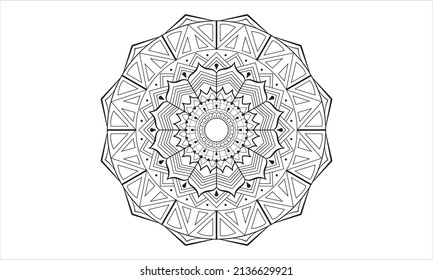 Mandala Design, Grußkarte, Fliesenmuster, Aufkleber, Spitzen-Muster und Tattoo. Dekoration für kdp Innenarchitektur. Einzeln auf weißem Hintergrund, handgeschriebenes Vektorsymbol, EPS10