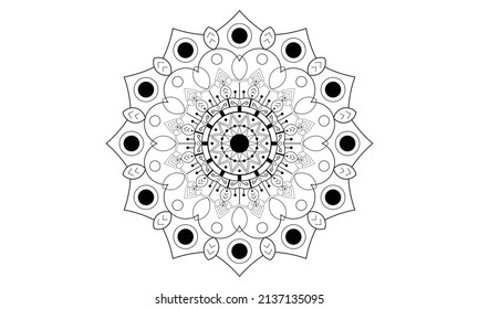 Mandala design, greeting card, tile pattern, sticker, lace pattern and tattoo. decoration for kdp interior design. Isolated on white background, Handwritten vector sign, EPS 10