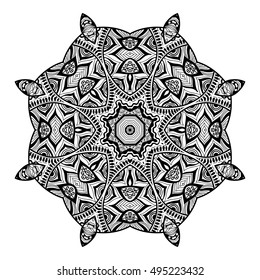 Mandala design. hand drawn beautiful ornament. Coloring page for children and adult. relax painting. vector Illustration.